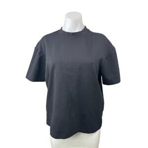 Zara Women's Black Short Sleeve Mock Neck Boxy Basic T Shirt Tee Top Size M